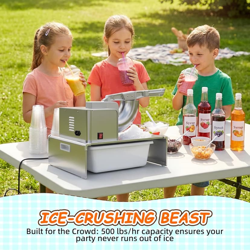 VNN Commercial Shaved Ice Machine - Electric Snow Cone Machine, Suitable for Party Activities, Family Gatherings, Events