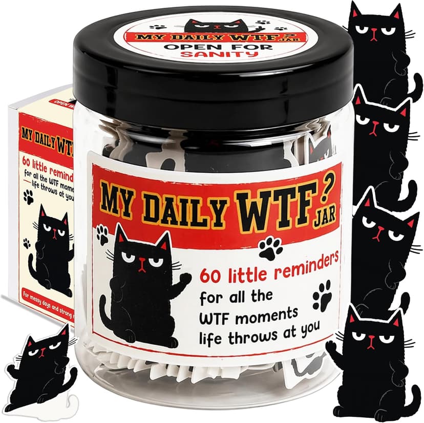 My Daily Jar with 60 Cards, Funny Affirmation Cards for Women Men, Funny Gifts for Women, Gag Gifts for Friends, Coworkers, Gift for Black Cat Lovers B0GVY2G1SX
