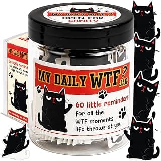 My Daily Jar with 60 Cards, Funny Affirmation Cards for Women Men, Funny Gifts for Women, Gag Gifts for Friends, Coworkers, Gift for Black Cat Lovers B0GVY2G1SX