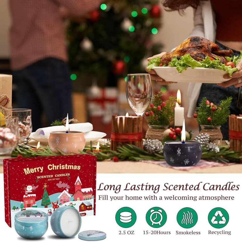 Christmas Scented Candles Gifts Set for Women, 6 Pack 2.5 Oz Candle Set, Natural Soy Wax for Home Scented, Aromatherapy Candles for Birthday, Christmas Gifts for Women B0F9NK17ZT