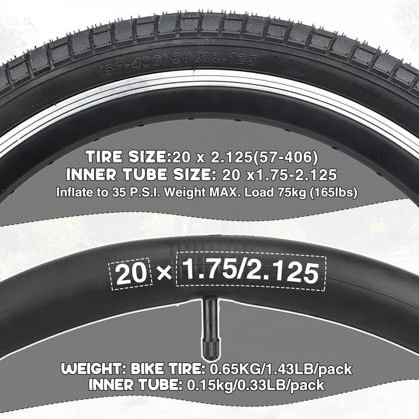 12/16/20x2.125 Bike Tires 1/2 Pack 12/16/20 Inch Kids Folding Replacement Tire/Tube Suitable for Tires 12/20x2.1 12/16/20x2. 125 12/20x2.25, Multiple Colors
