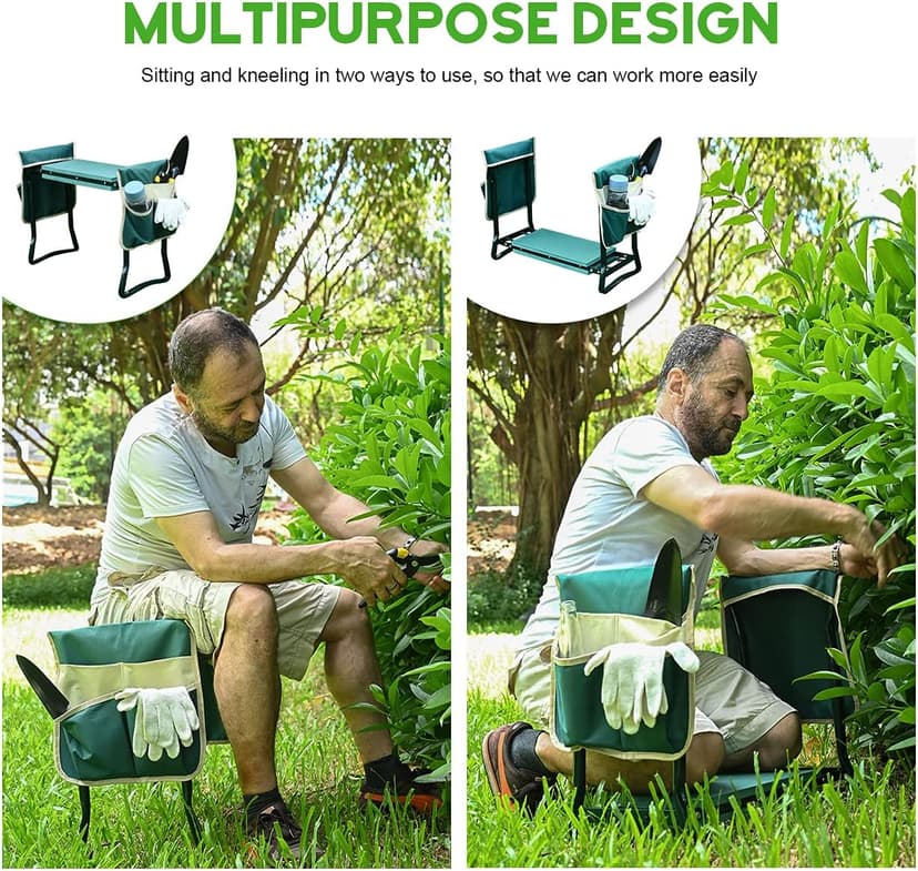 KVR Upgraded Garden Kneeler and Seat with Thicken & Widen Soft Kneeling Pad,Heavy Duty Foldable Gardener Stool with 2 Tool Pouches,Gardening Gifts for Women Mom Men Seniors¡­… B0972Y5LTY