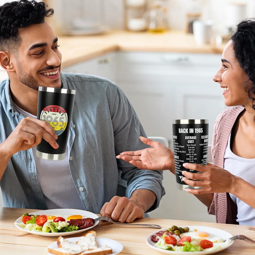 60th Birthday Gifts for Women Men - 1965 60th Birthday Decorations Gifts Ideas for Her Him - 60 Year Old Birthday Gift for Men Women Turning 60 Gift Ideas - 20oz Stainless Steel Tumbler