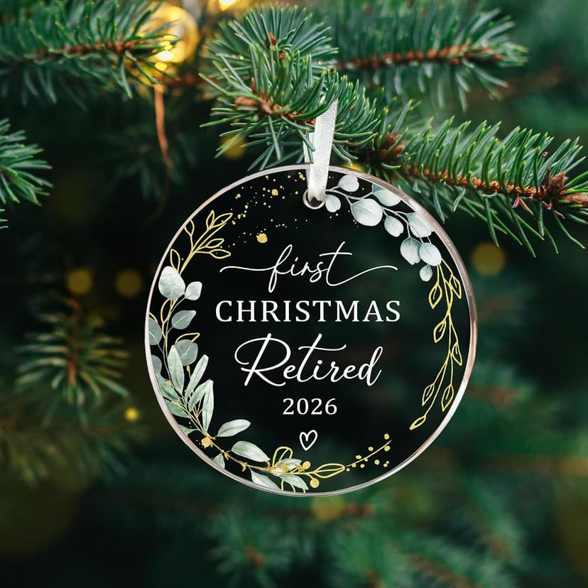 First Christmas Retired Acrylic Ornament - 2026 Retired Gift for Coworker, Boss, Employee, Teacher, Nurse, Woman, Man HEXMOZ Retirement Gift for Woman - Retirement Gifts for Men, Women 2026 B0FG2QFTNS