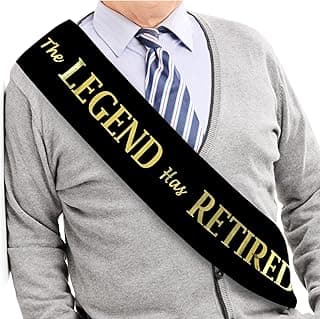 The Legend Has Retired Sash – Elegant Black and Gold Foil Legendary Sash for Both Women and Men & a Large Gold Safety Pin. Perfect for Retirement Parties