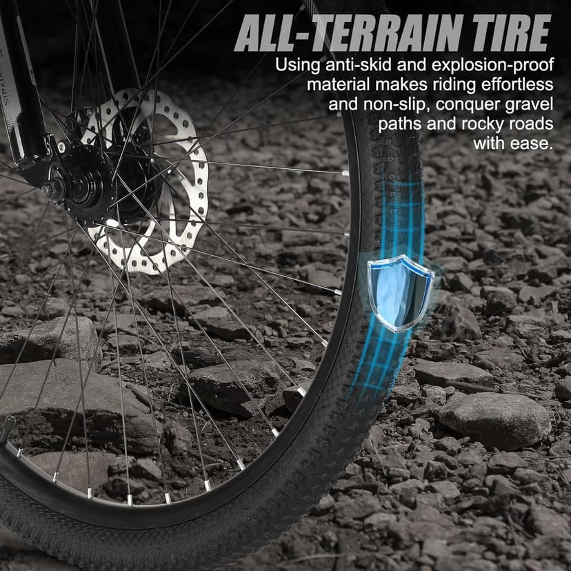 Ktaxon Mountain Bike 24/26/27.5 Inch Men & Women Mountain Bike with 21-Speed Adult Bikes, Double Disc Brake, Suspension Fork and High Carbon Steel Frame