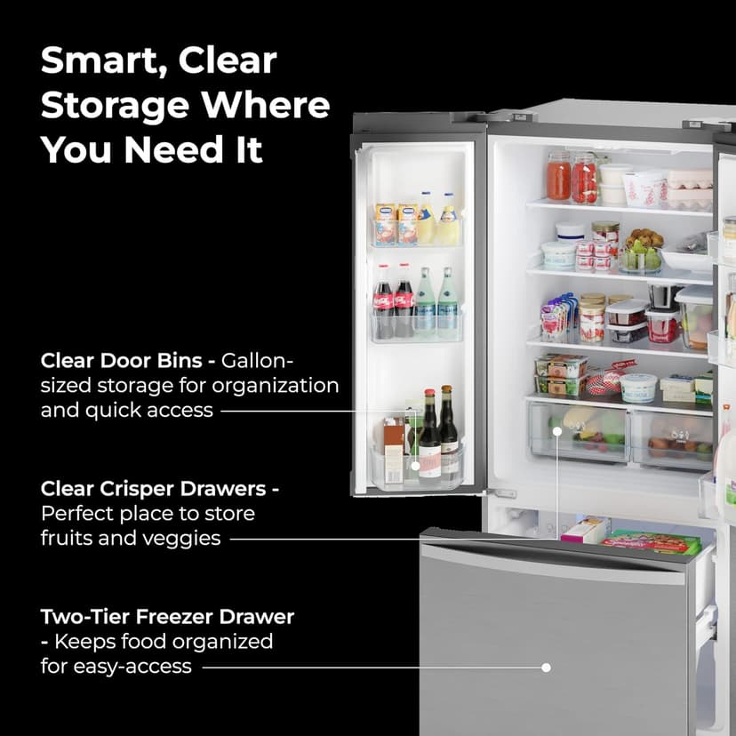 Kenmore 4675525 30' French Door Refrigerator with Freezer - Accela Chill, Ice Maker, Adjustable Glass Shelves, ENERGY STAR Certified, 17.5 cu. ft. Capacity - Fingerprint Resistant Stainless Steel