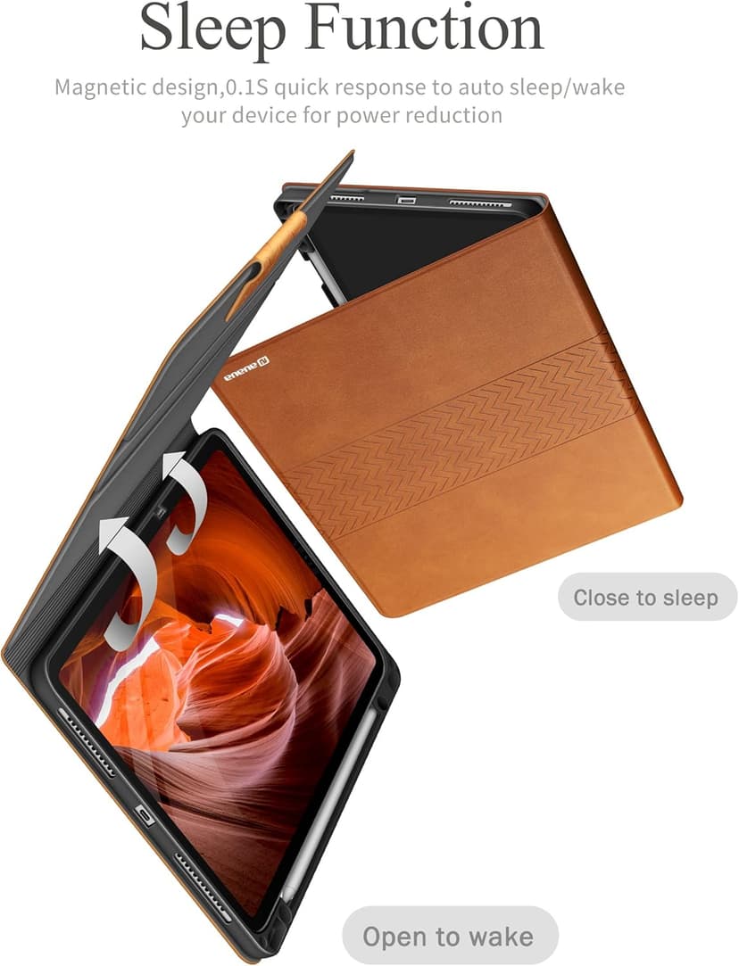 auaua Case for iPad Pro 12.9 6th/5th/4th/3rd Generation 2022/2021/2020/2018, Slim Durable Leather Stand Cover with Pencil Holder, Auto Sleep/Wake (Brown)