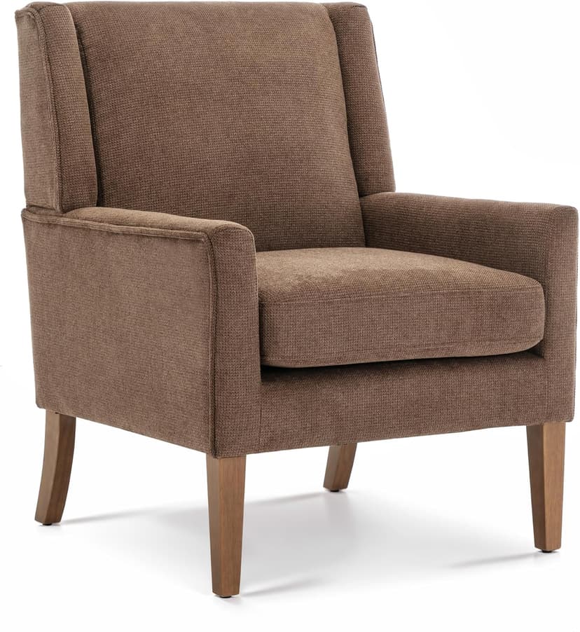 Living Room Chair, Wingback Mid-Century Accent Chair – Comfy Single Sofa with Solid Wood Legs & Velvet-Like Fabric, Oversized Armchair for Living Room/Bedroom/Reading Nook&Lounge
