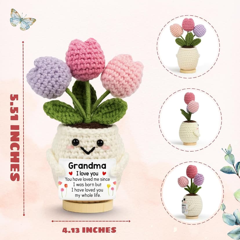 Grandmother Gift from Grandson, Granddaughter - 5.51'' x 4.13'' Mimi Gigi Nana Positive Support Crochet Gifts for Grandma from Grandkids - Christmas Birthday Grandma Gifts B0FT2DV65Z