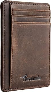 Travelambo Slim Wallet Front Pocket Minimalist Leather RFID Blocking Medium Size