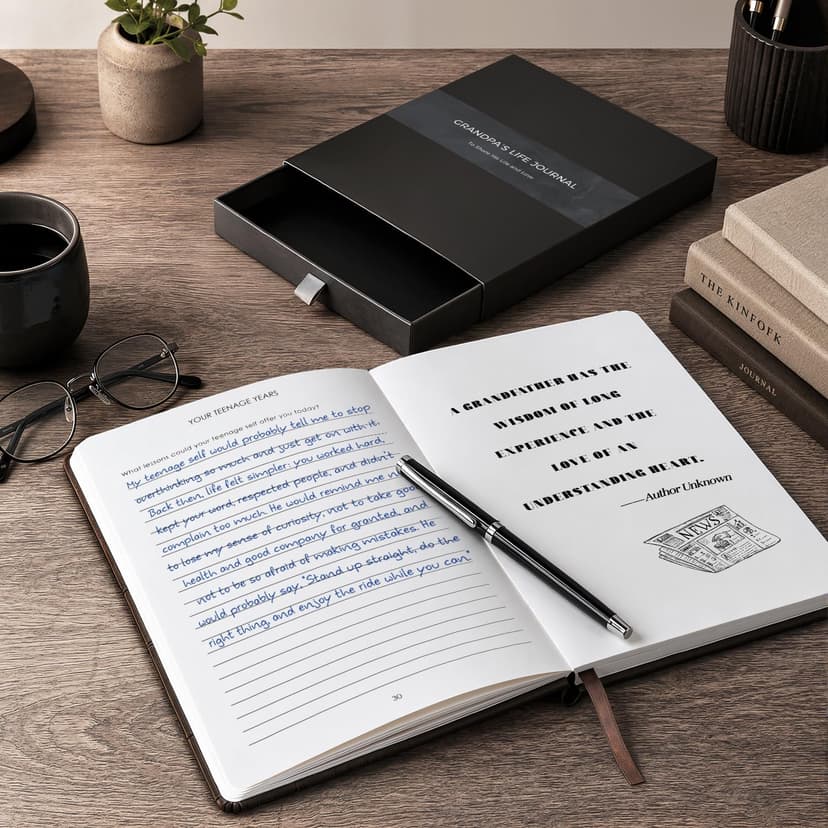 Grandpa I Want to Know Your Life Story Leather Journal (Hardcover): A Grandpa's Memory and Keepsake Guided Legacy Journal - Birthday Gifts for Grandpa - Ideal Gifts for Fathers Day from Granddaughter Grandson B0FQP2NQT7