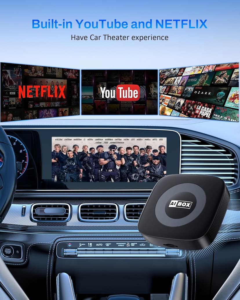 Ai Magic Box for Streaming Netflix/YouTube/TikTok, Wireless CarPlay Adapter Dongle with USB Drive for OEM Wired Car Play & Android Auto Cars GPS Navigation Chartplotter