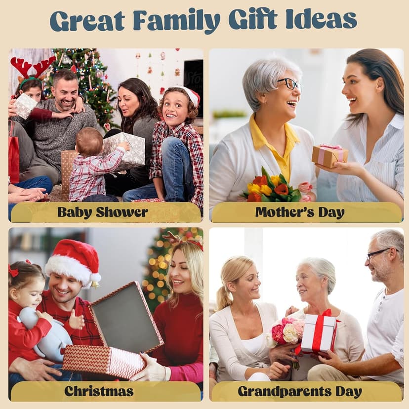 Bixinyo Family Handprint Kit with Light, Baby Hand and Footprint Keepsake Wooden Frame, Family Gifts for Mom, New Parents, Mother's Day, Adoption Gifts, 5 Non-Toxic Paints (Light, Maroon) B0GQGTNBSD