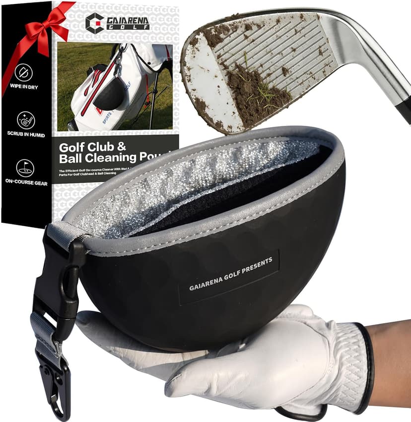 GAIARENA Golf Cleaning Bag Pouch Golf Ball Washer Club Cleaner with Scrub and Wipe Cloth Gifts Ideas for Golfers On-Course Golf Accessories B0GCX81D1Y
