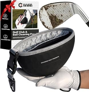 GAIARENA Golf Cleaning Bag Pouch Golf Ball Washer Club Cleaner with Scrub and Wipe Cloth Gifts Ideas for Golfers On-Course Golf Accessories B0GCX81D1Y
