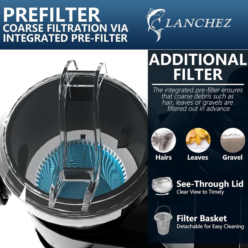 LANCHEZ 18" Sand Filter with 1.5 HP Pool Pump, Digital Programmer Timer, 4900 GPH for Above Ground Pool Pump Set Up to 20000 Gallons, 7-Way Valve Sand Filter Pump System