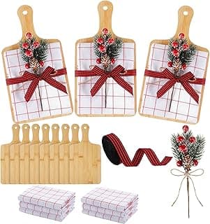 Amyhill 8 Set Christmas Kitchen Gifts Christmas Cutting Board Set with Red Berry Tea Towels Xmas Charcuterie Boards Cooking Housewarming Neighbor Gifts for Kitchen Holiday Party Decor