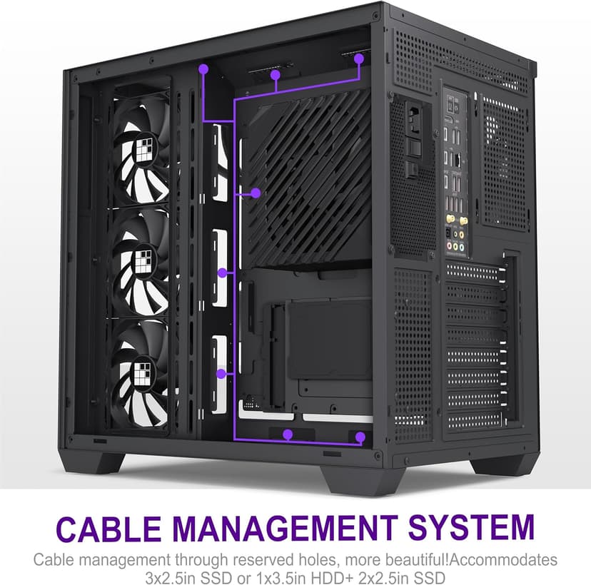 FOIFKIN F300 (2025) PC Case - Pre-Installed 4 No RGB Fan, ATX Mid-Tower Gaming PC Case, 270° Panoramic Glass with Type-C, FOIFKIN (Black)