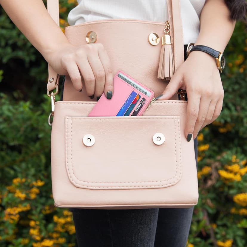 Sodsay Card Case Slim Front Pocket Wallet for Women Credit Card Holder with Keychain