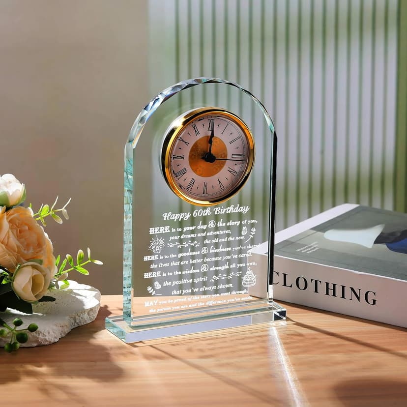 Movdyka 60th Birthday Gifts for Women Men - Crystal Clock Gifts Personalized 1964 60 Year Old Birthday Present for Her Him - Happy 60th Birthday Gifts Ideas for Mom Dad Unique