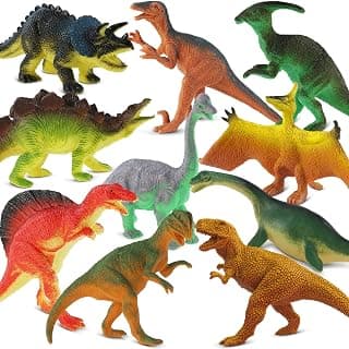 Zippytots Dinosaur Toys for Kids 3-5, 10 PCS Realistic Plastic Dinosaur Figure Toy Set Including T-Rex, Stegosaurus, Spinosaurus, Ideal Gift for Toddle