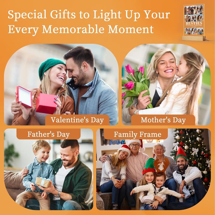 ALBK Personalized Best Friend Plaque Gifts - Personalized Bestie Birthday Gifts for Women, Custom Photo Plaque, Customized Presents for Friend Bestie Sister Couple Mum Dad B0GGB3X184