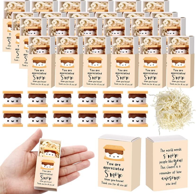 for Food Service Week Customer Service Week Vet Tech, Office Party Favor with Box, Thank You for Coworker Staff Team Teacher Wettarn 24 Sets Employee Appreciation Gifts S'more Gift Bulk, Marshmallow B0DLNH8JPN