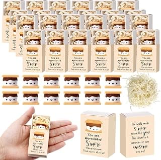 for Food Service Week Customer Service Week Vet Tech, Office Party Favor with Box, Thank You for Coworker Staff Team Teacher Wettarn 24 Sets Employee Appreciation Gifts S'more Gift Bulk, Marshmallow B0DLNH8JPN