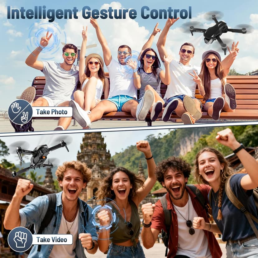 Mini Drone with Camera, 4K HD FPV Drone for Beginners,Brushless Motor, Altitude Hold, Gesture Selfie, One key Return/Emergency Stop,3D Flips, Waypoint Fly, 2 Batteries,Foldable RC Quadcopter.