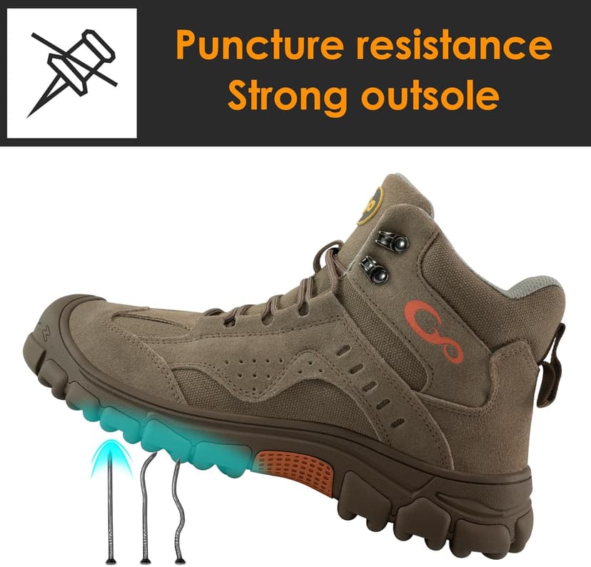 Ablanczoom Work Boots for Men Steel Toe - Construction Footwear Slip Resistant Comfortable Breathable Durable Safety Boot