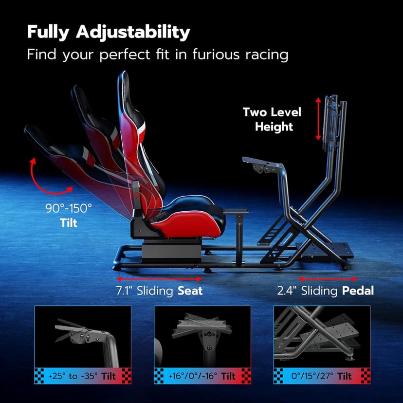 ARES WING Racing Simulator Cockpit with Monitor Mount and Seat, Formula and GT Sim Racing Cockpit Compatible with Fanatec, Thrustmaster, Logitech, Moza Racing Games on PS5, PS4, Xbox and PC
