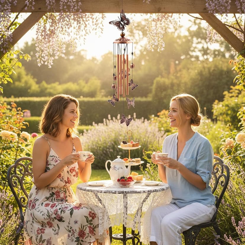 Butterfly Garden Decor for Patio Porch Balcony, Sister Birthday Gifts, Housewarming Gifts for Women, Mom Grandma Butterfly Wind Chimes for Outside, Memorial Wind Chimes, Gifts for Women B09PBWLWPK