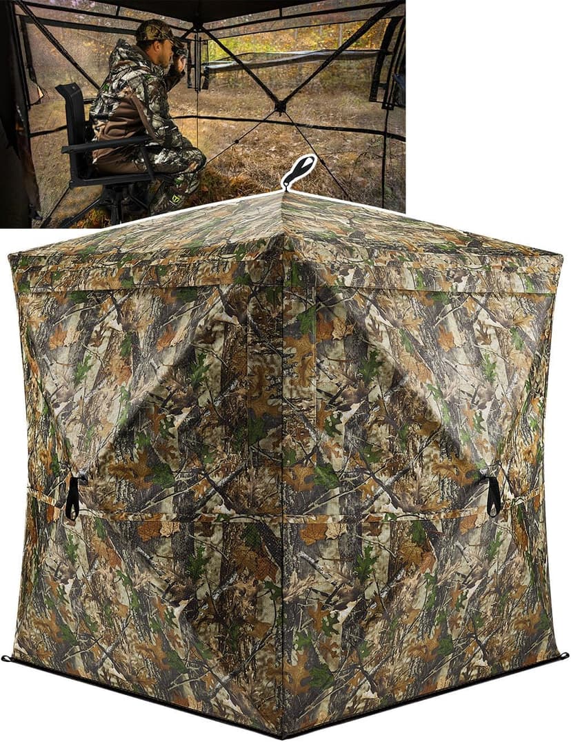TIDEWE Hunting Blind 270°See Through with Carrying Bag for Turkey Hunting, Pop Up Ground Blinds, Portable Resilient Hunting Tent