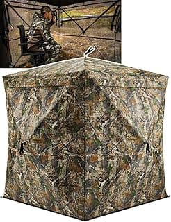 TIDEWE Hunting Blind 270°See Through with Carrying Bag for Turkey Hunting, Pop Up Ground Blinds, Portable Resilient Hunting Tent