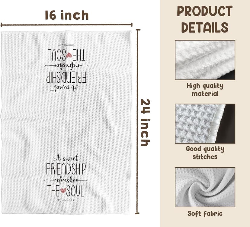 TNUW A Sweet Friendship Refreshes The Soul Kitchen Towels 16X24In, Gift for Friend Woman, Christian Gifts for Women Men, Hand Tea Towels for Kitchen Bathroom Decor B0CXHWXTCK
