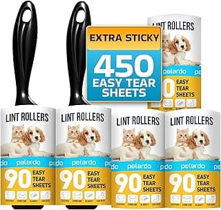 Lint Rollers for Pet Hair, Sticky, Remover for Couch, Clothes Furniture and Carpet. Dog Hair Remover Cat Hair, Animal Fur, Fuzz. 5 Large Lint Rollers