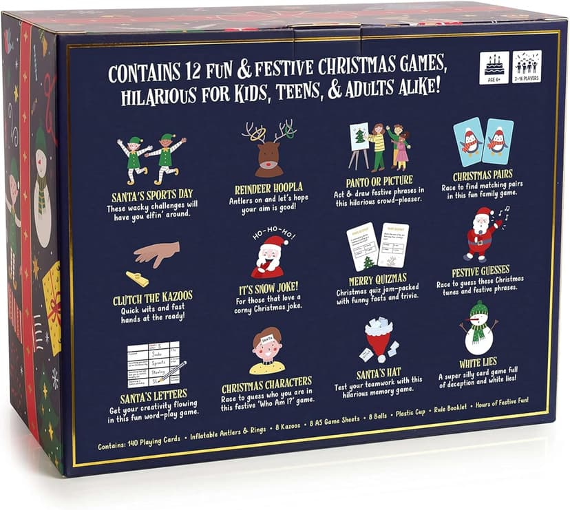 Gutter Games 12 Games of Christmas - 12 Hilarious Holiday Activities [Family Party Games Pack for Kids, Teens & Adults] - by Beat That! Game - Multicolor