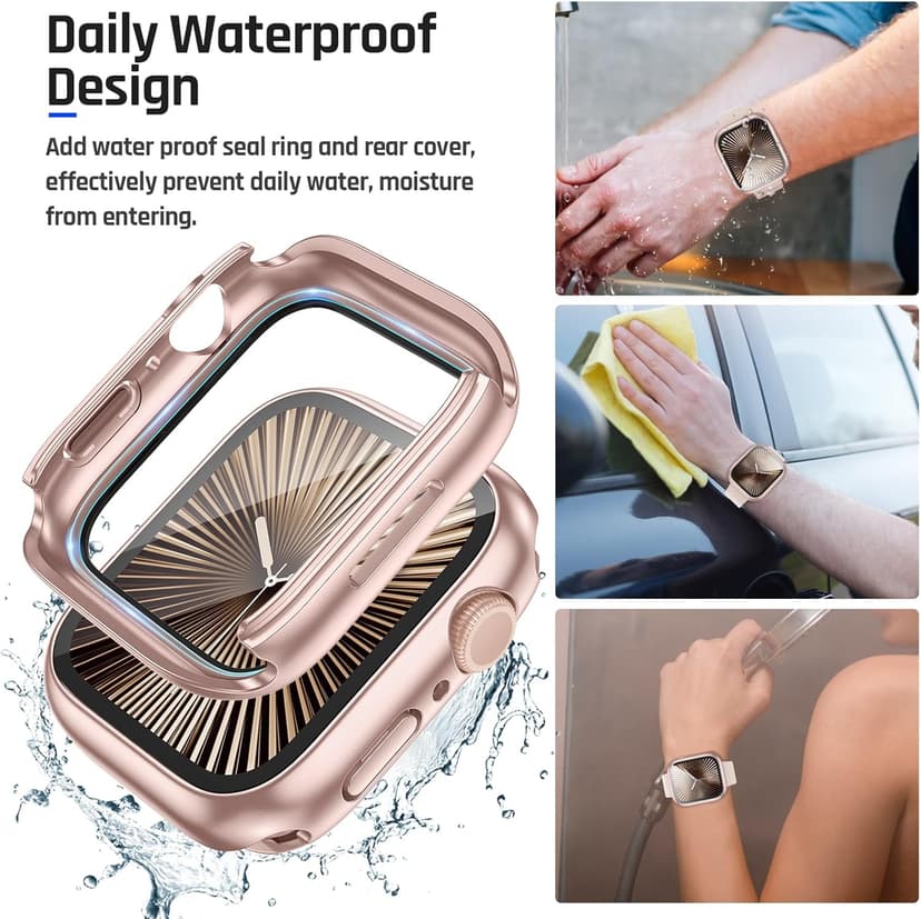 Goton 2 in 1 Waterproof Case Compatible for Apple Watch Series 11/10 Screen Protector 42mm, 360 Protective Glass Face Cover Hard PC Bumper + Back Frame for iWatch Accessories 42 mm