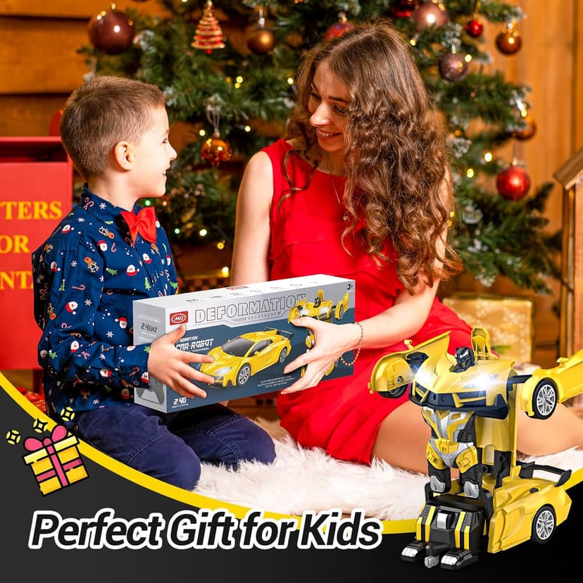 Transform Remote Control Car, RC Cars for Boys Age 3-5 6-8, One-Button Transform Toy Cars, 2.4GHz, 360° Spin, 1:16 Scale, Flashing Headlight,3-8 Year Old Grandkids Christmas Birthday Gifts
