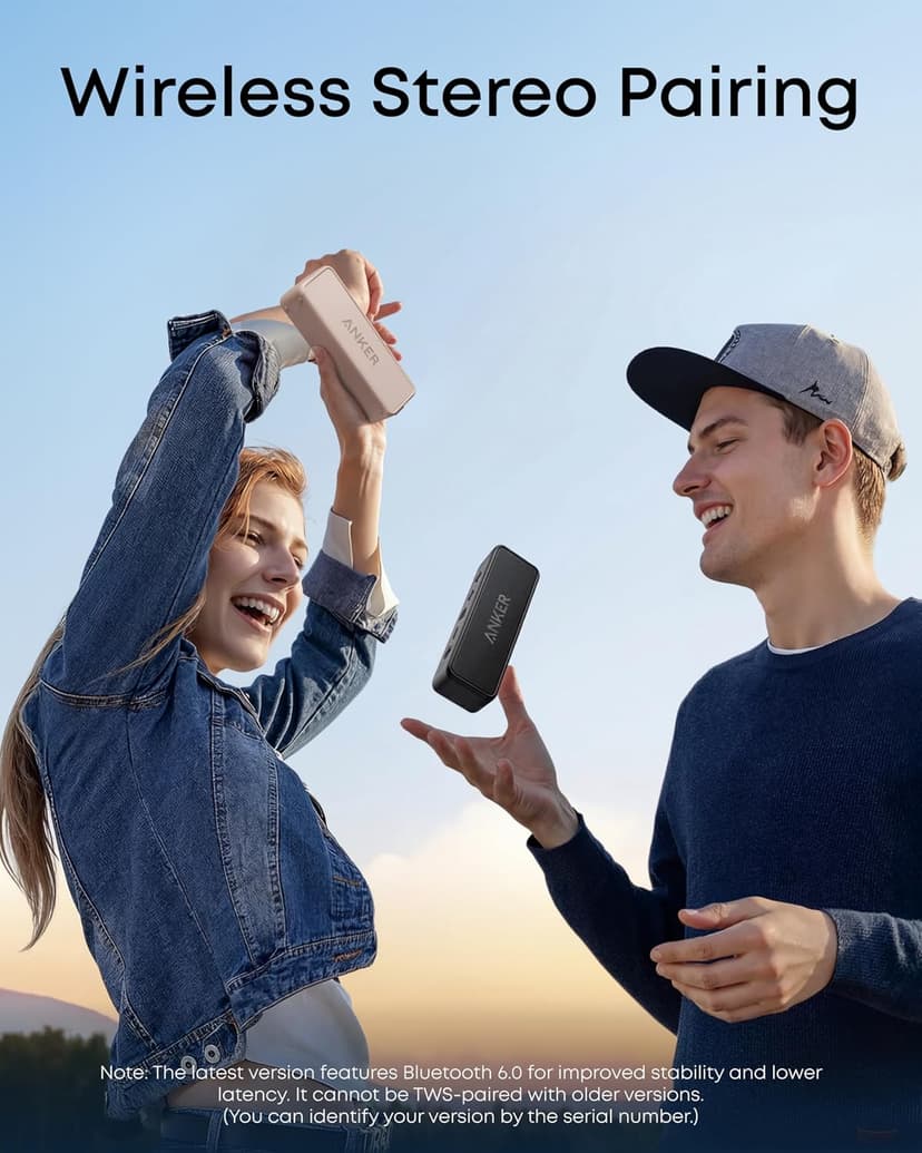 Anker Soundcore 2 Portable Bluetooth Speaker with Stereo Sound, Bluetooth 5, Bassup, IPX7 Waterproof, 24-Hour Playtime, Wireless, Speaker for Home, Outdoors, Travel