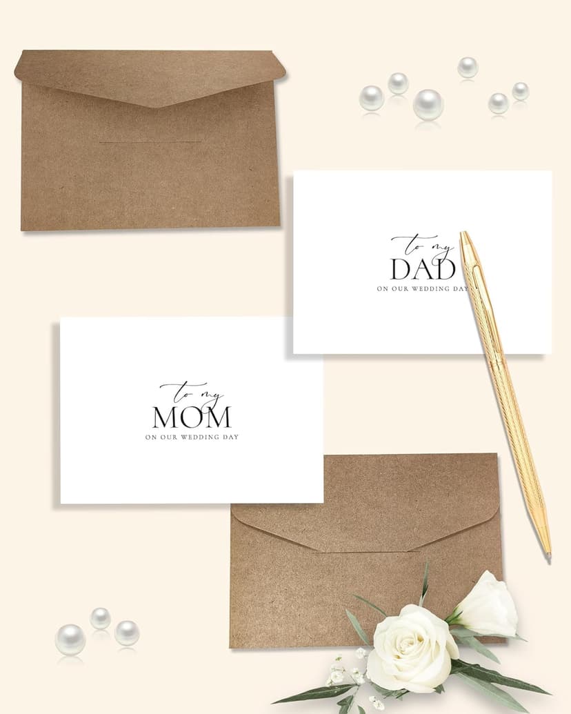 Set of 2 Wedding Day Card for Parents, To My Dad and Mom On Our Wedding Day, Parents Of The Bride/Groom Gifts. （Dad/Mom A）