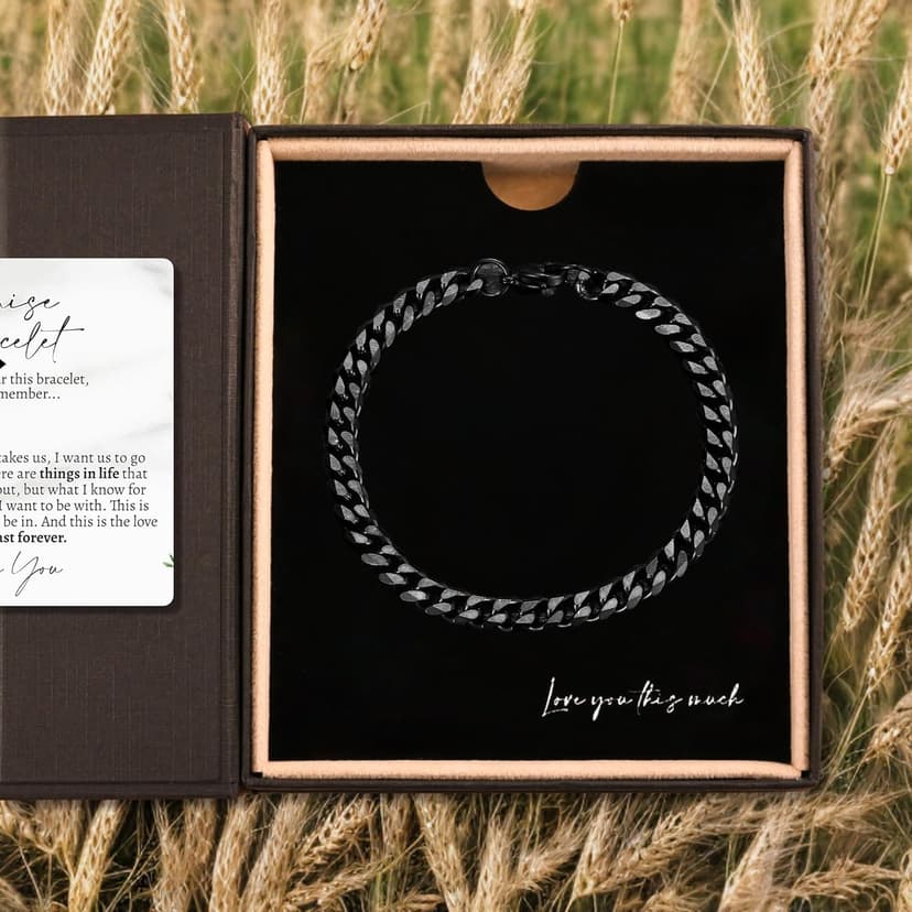 Love You This Much Promise Cuban Bracelet, Romantic Gift for Boyfriend, Appreciation Gift for Boyfriend, Cute Small Gift for Boyfriend, Thoughtful Boyfriend