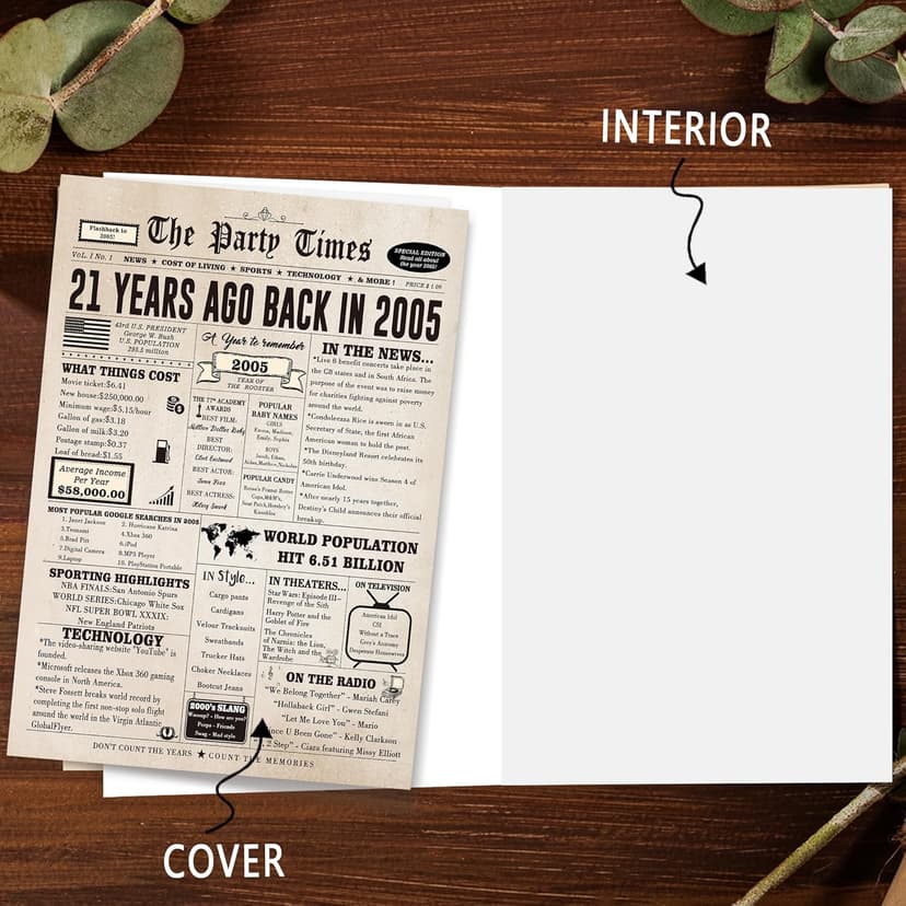 Retro 21 Year Old Gifts Idea for Son Daughter Boys Girls Women Men,Big 10.6 x 7.9 Inch,Thick Card Stock with Premium Envelope Ziwenhu Funny 21st Birthday Card Gift Decorations for Her Him B0CL9MKFV1
