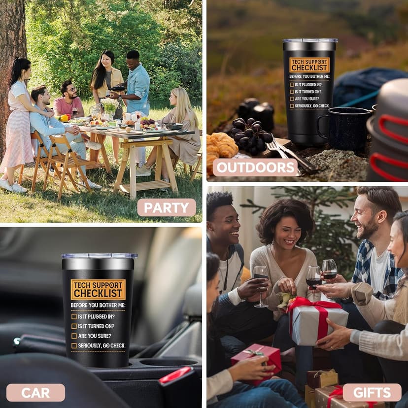 Tech Gifts for Men - Tech Support Checklist - Technical Gifts for Dad, Technician, Programmer, Techs Lover - 20oz Tumbler