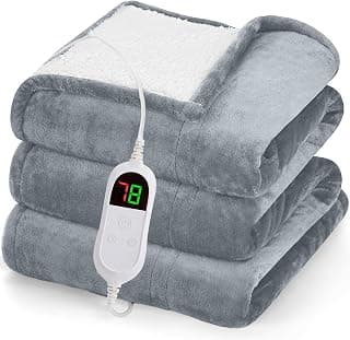 10 Heat Levels 1/2/4/6/8 Hours Auto-off,Sherpa Soft Cozy Warm Blanket,House Warming Gifts for Grandma Grandpa, Dove Grey greenoak Heated Blanket Electric Throw Heating 50"X60",Gifts for Women B0H5K4MBXB