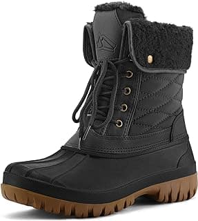mysoft Women's Waterproof Snow Boots Insulated Warm, Lace-Up Winter Mid Calf Duck Boots for Outdoor