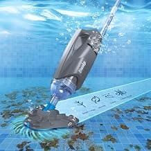 Cordless Pool Vacuum for Above Ground Pool with Telescopic Pole, 18.5 GPM Powerful Suction, Upgraded 60 Mins Runtime, Rechargeable Handheld Pool Cleaner with 2 Brush Heads for Inground Pools
