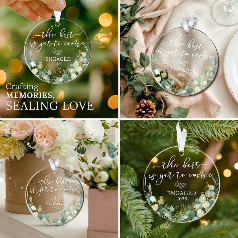 HEXMOZ Engagement Gifts for Couples - Engagement Gift for Newly Engaged Couples, Women, Fiance, Her - Bride to Be Gifts, First Christmas Just Engaged Acrylic Ornament 2025 - Party Decorations