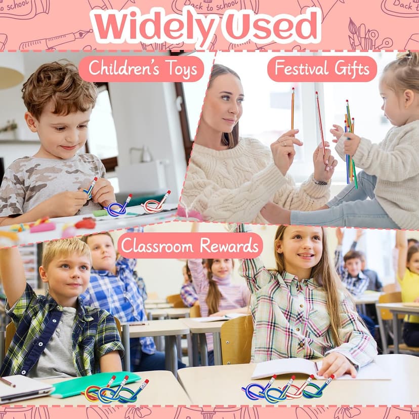 OJYUDD Flexible Bendy Pencil,35 PCS Flexible Soft Pencil Colorful Stripe Soft Pencils with Eraser as Gift for Students or Children B07GVDPM1D